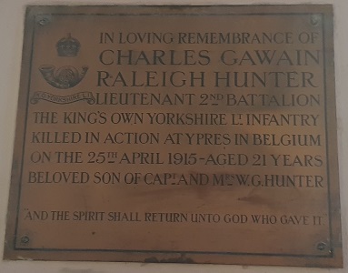 WW1 Plaque to Lt CGR Hunter300